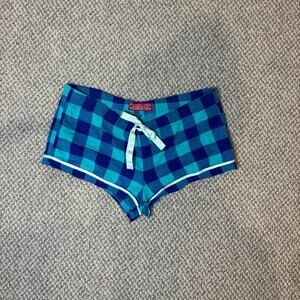 Y2K vintage plaid low rise blue mini micro shorts
